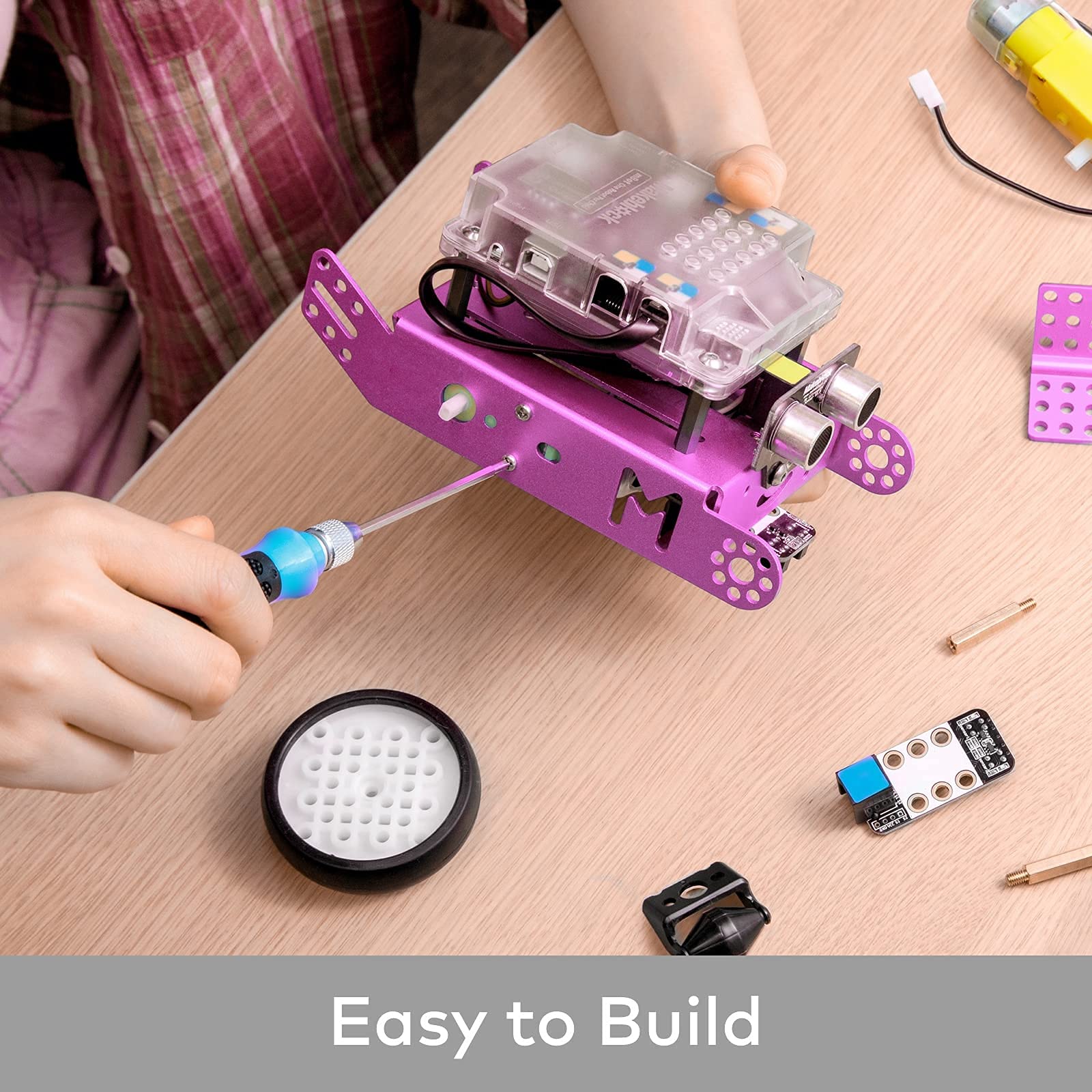 Makeblock mBot Pink STEM Robot Kit - Bluetooth Wireless Remote Control, Coding Robot Toy for Girls & Boys Ages 8-12 | Learn Programming, Engineering | Perfect STEM Gift for Kids Birthday & Classroom Activities