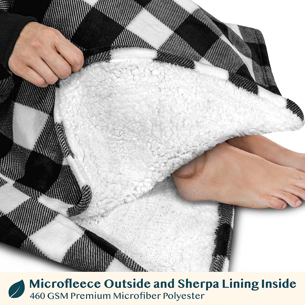 PAVILIA Wearable Blanket Hoodie for Women & Men - Sherpa Fleece Oversized Sweatshirt Blanket with Hood | Cozy Loungewear for Home, Camping & Outdoor Activities