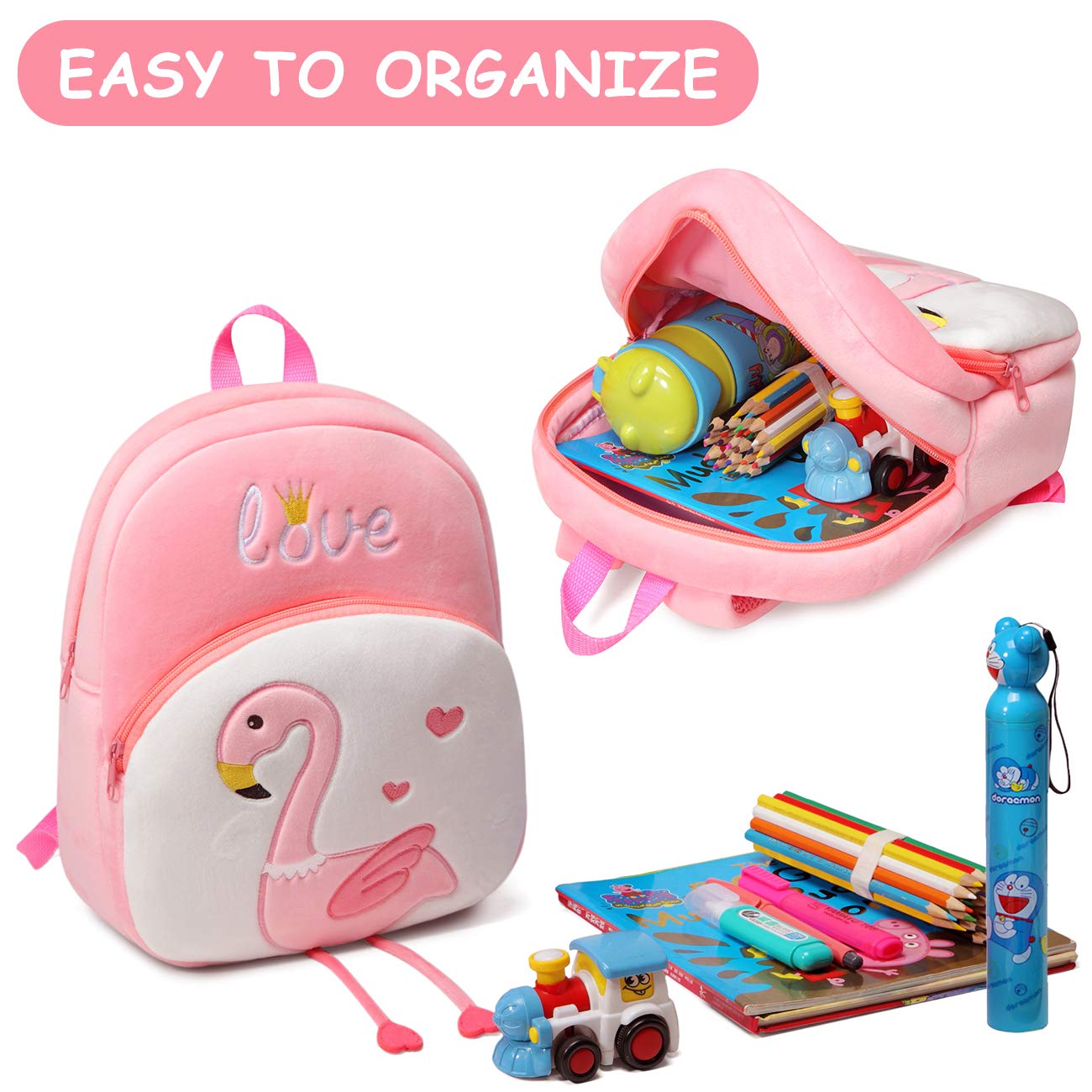 VASCHY Cute Flamingo Toddler Backpack for Girls - Daycare & Travel