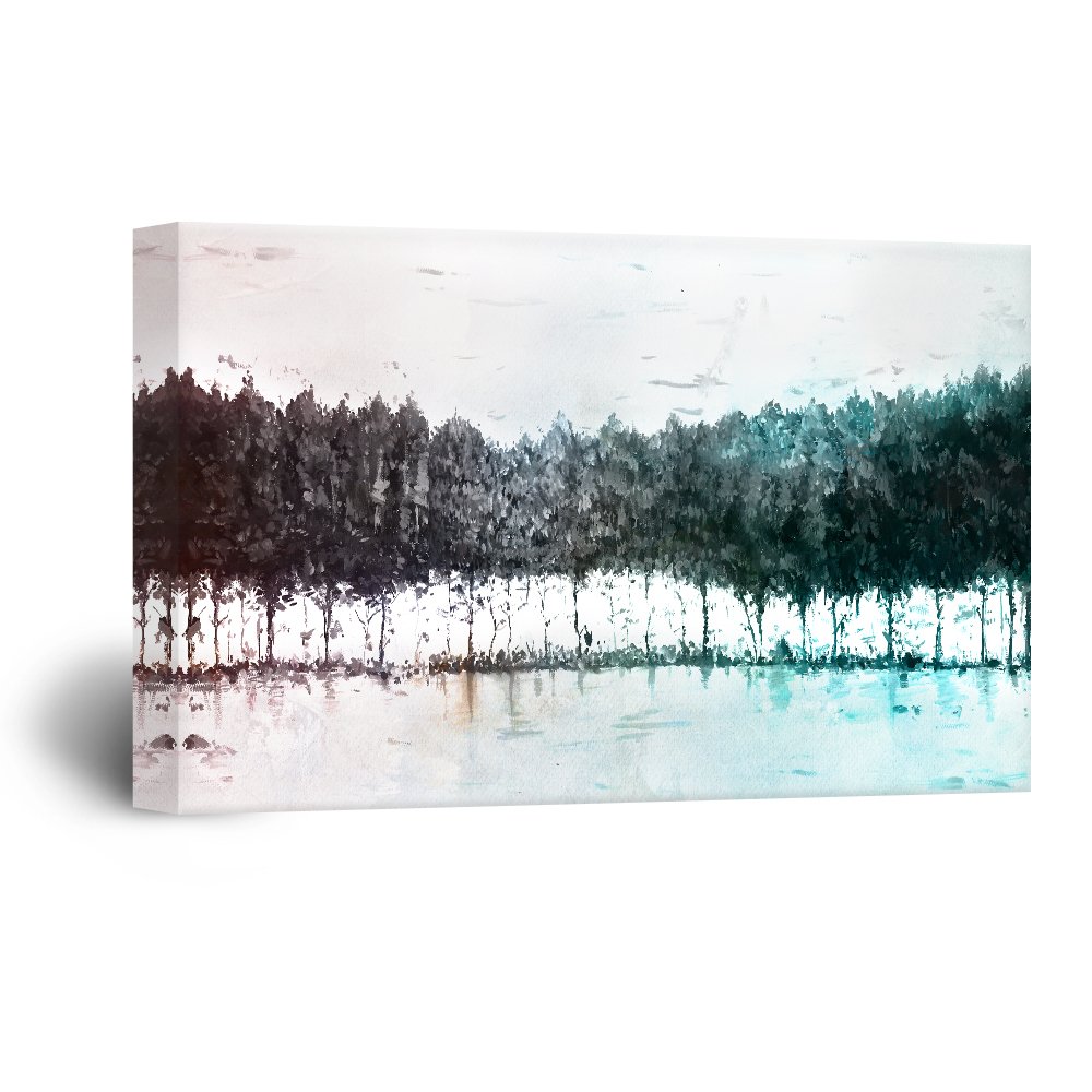 Colorful Trees Modern Canvas Wall Art - Stretched & Framed Ready to Hang 32x48 inches - Home & Office Decor for Living Room, Bedroom, Dining Area