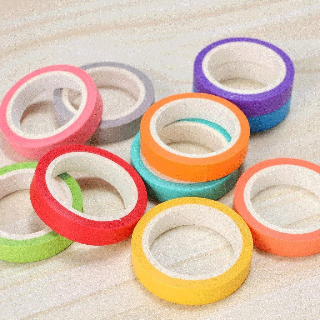 Multi-Purpose Strong Colored Masking Tape - Rainbow Sticky Paper for Labeling, Graphic Art & Home Decor | 10 Colors | Perfect for DIY Projects, Office Organization & Crafting
