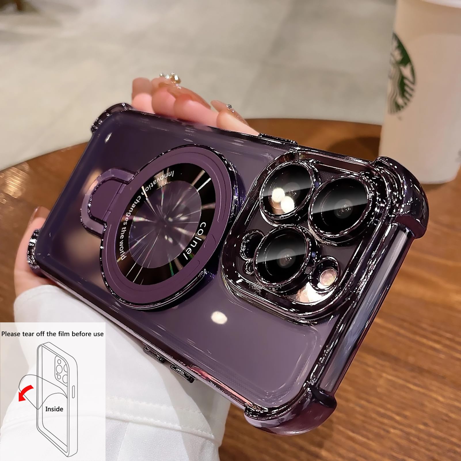 Magnetic Ring Stand Case for iPhone 14 Pro Max - Military Grade Shockproof, Slim Design, MagSafe Compatible, Purple | Perfect for Work, Travel & Everyday Protection