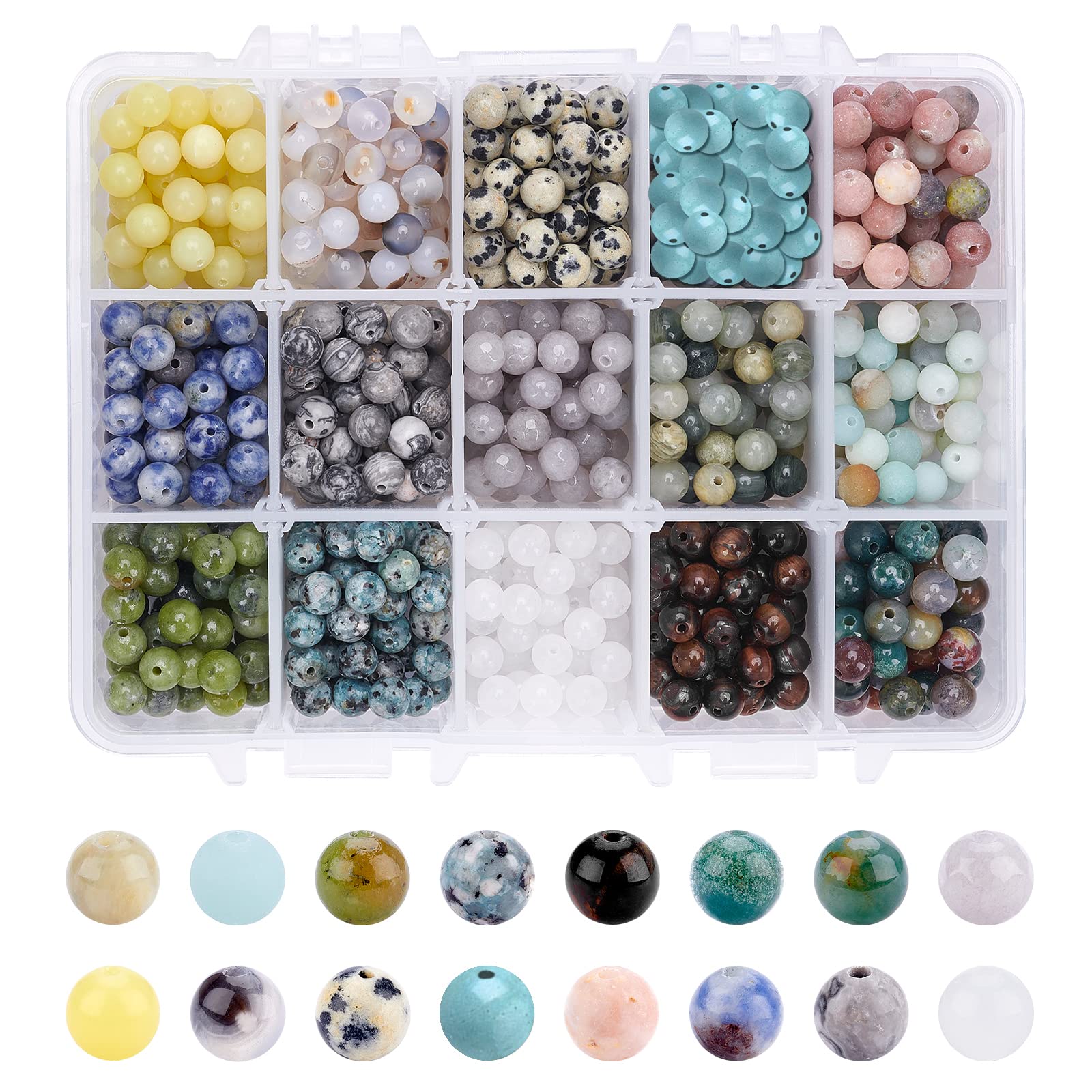 750Pcs 6mm Natural Gemstone Beads for DIY Jewelry Making - Loose Stone Beads for Bracelets, Necklaces & Craft Projects (Birthstone, Healing Crystal, Beading Supplies)