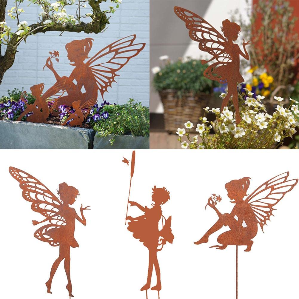 Metal Fairy Silhouette Garden Stakes - Decorative Outdoor Yard Art for Spring & Garden Decor | Perfect for Flower Beds, Patios & Landscaping