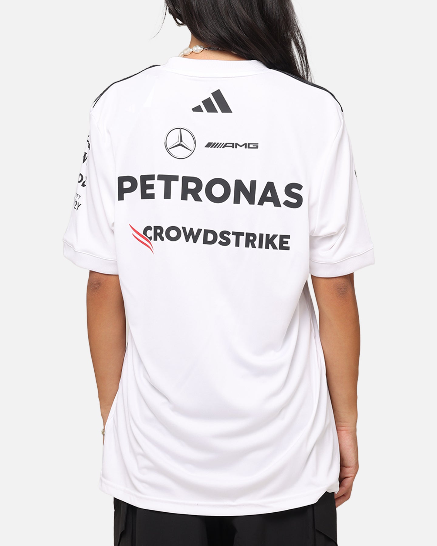 Adidas x Mercedes AMG Petronas Formula One F1 2025 Team Driver T-Shirt - White - Official Motorsport Fan Apparel for Racing Enthusiasts & F1 Events
