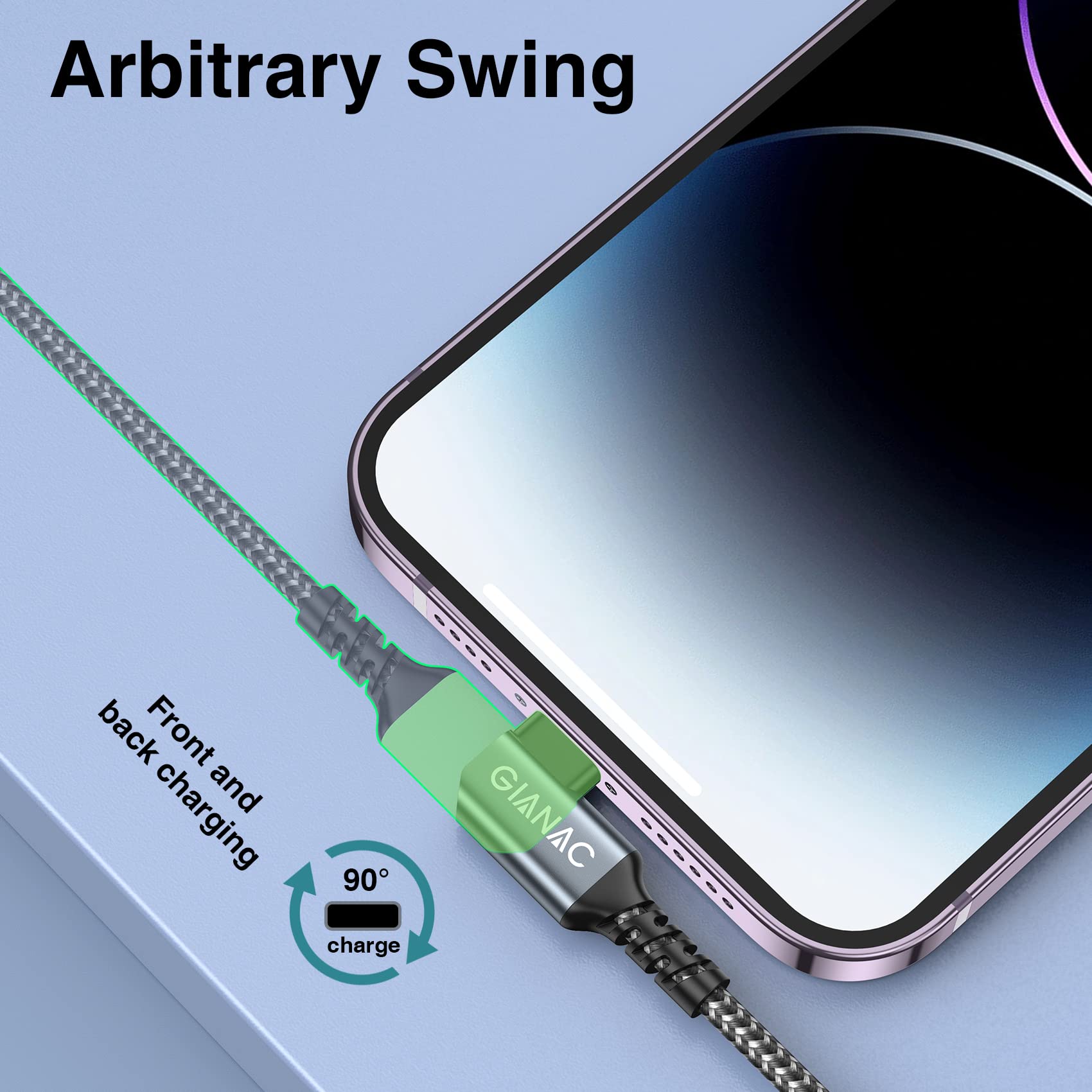 90 Degree USB C to USB C Cable 1M/2-Pack, 60W Fast Charging PD Compatible with Samsung Galaxy S22/S21/S20/A53/Note 20, Huawei P50/P40, iPad Air/Pro 2021/Mini 6, MacBook Pro - Perfect for Home, Office & Travel Charging