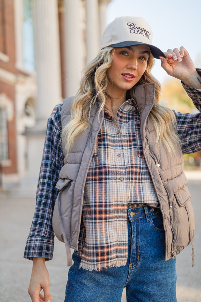 Won Me Over Mushroom Oversized Puffer Vest - Winter Warm Quilted Jacket for Women | Cozy Outdoor Hiking & Casual Streetwear Fashion
