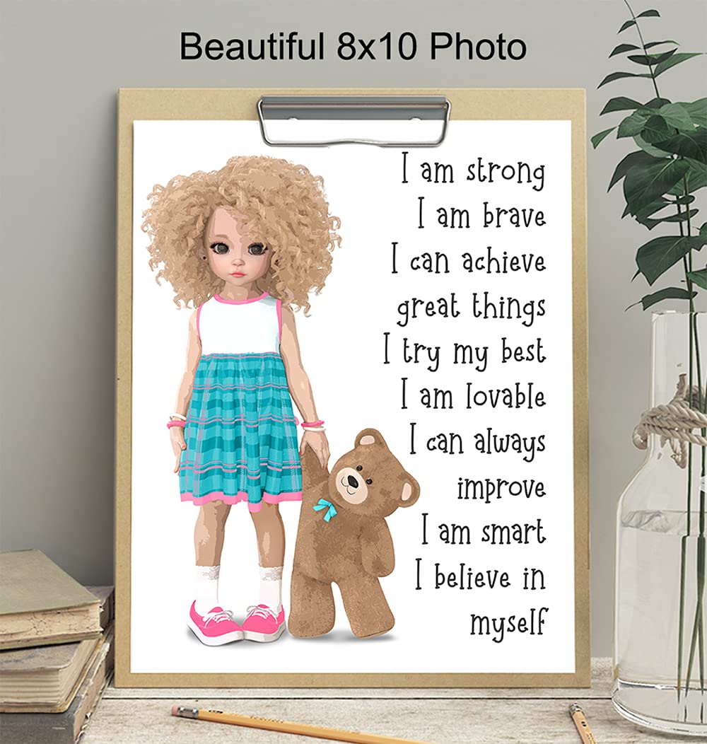 Girls Wall Decor - Inspirational Wall Art for Kids, Positive Affirmations & Quotes - Perfect for Little Girl Bedroom & Toddler Room Decor - Motivational Nursery Decor for Daily Encouragement