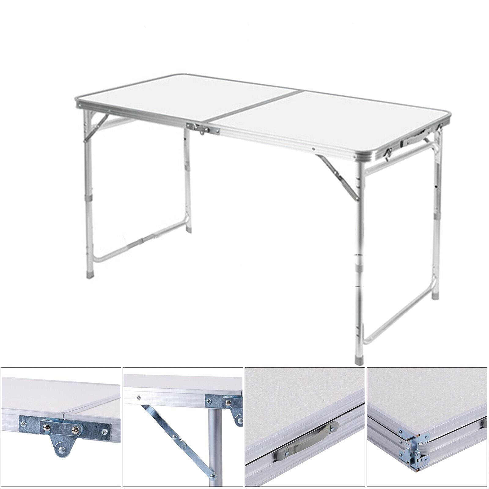 4ft Aluminum Folding Table - Lightweight Portable Camping, Picnic, BBQ, Office & Outdoor Use - Perfect for Backyard, Beach, Tailgating & More