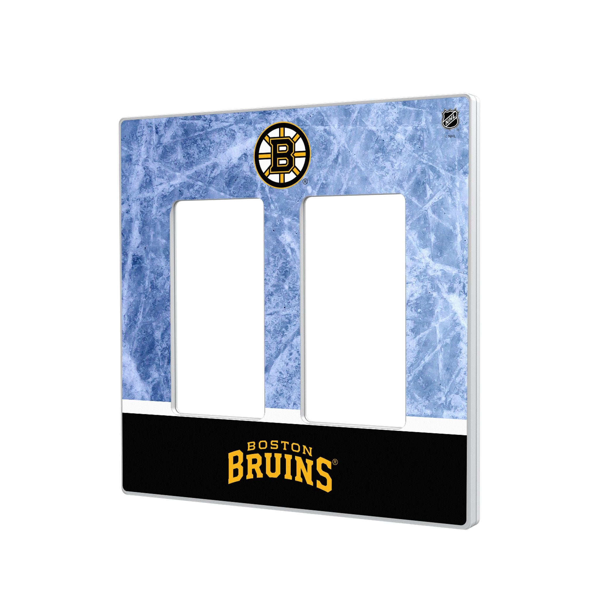 Boston Bruins NHL Ice Wordmark Hidden Screw Light Switch Plate Cover - Hockey Fan Home Decor for Bedroom, Man Cave & Game Room