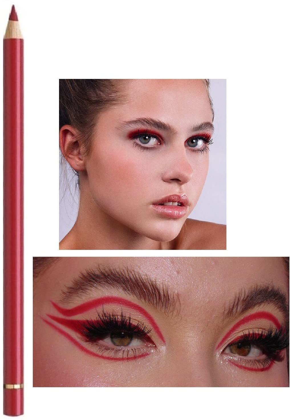 Best Long Lasting Lightweight Red Kajal Eyeliner - Smudge Proof & Waterproof for Dramatic Eye Makeup | Perfect for Parties, Weddings & Evening Looks