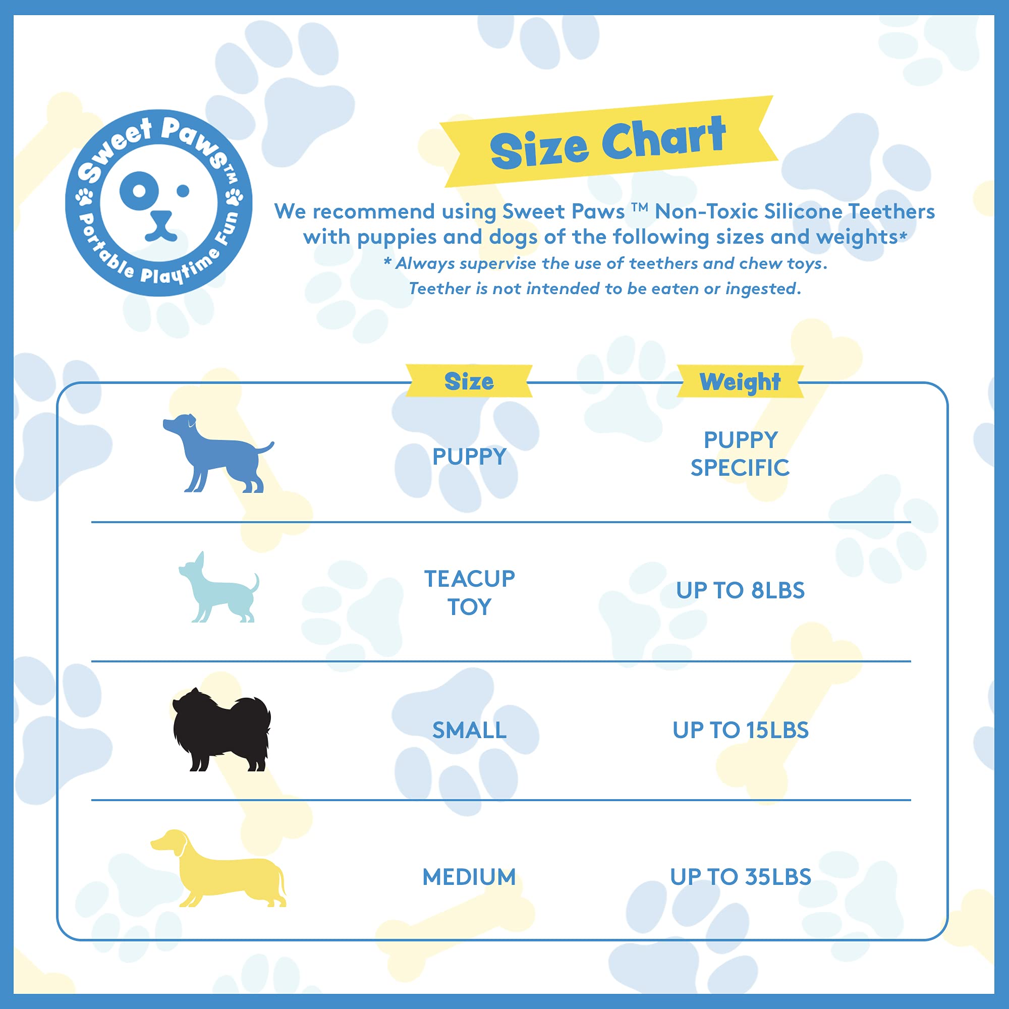 Sweet Paws Puppy Teething Rings - Food Grade Silicone Chew Toys for Small & Medium Dogs (0-6 Months) - Gold Rush - Perfect for Teething Relief & Puppy Training at Home or Outdoors