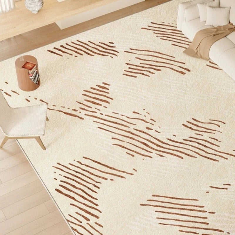 Nathalie Serenity Wave Waterproof Antibacterial Area Rug - Non-Slip Washable Indoor/Outdoor Carpet for Living Room, Bedroom, Patio & Bathroom
