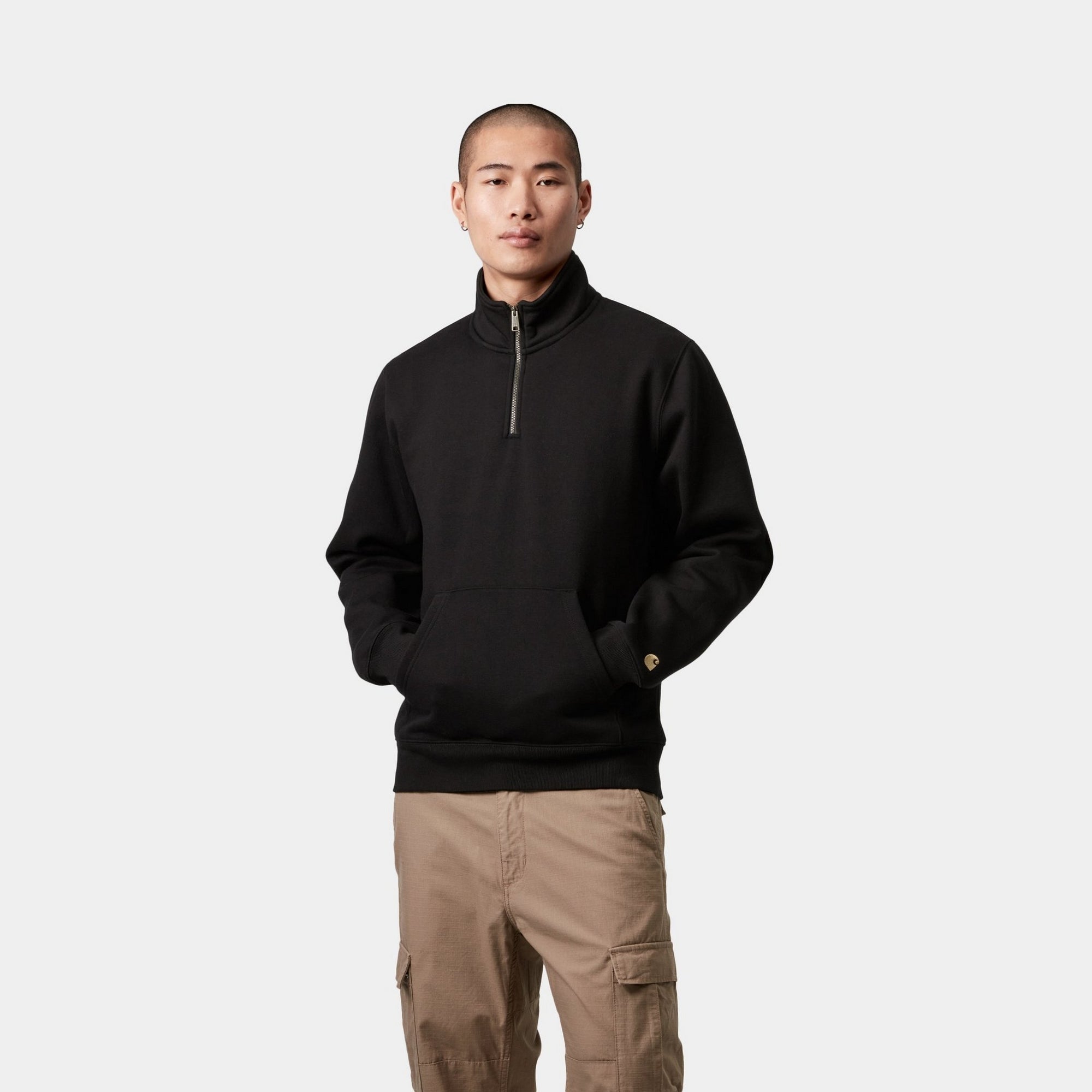 Chase Neck Zip Sweatshirt for Women & Men - Black Pullover Hoodie with Front Zipper | Casual Streetwear, Gym, Outdoor Activities