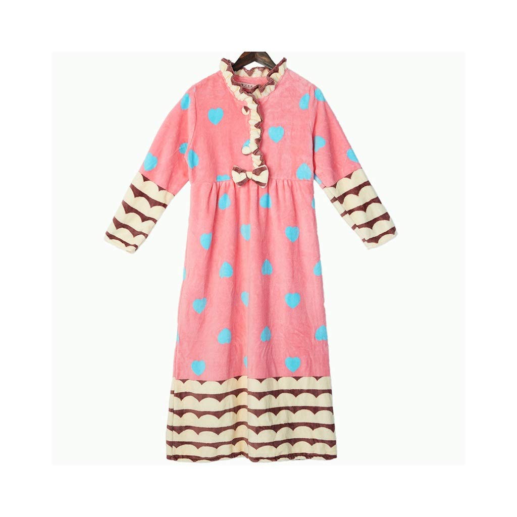 ZSQAW Women's Flannel Robe - Thickened Warm Winter Robe with Coral Fleece Lining, Printed Long Sleeve Nightgown, Plus Size Sleepwear (X-Large) - Cozy Loungewear for Home, Spa Days & Winter Relaxation