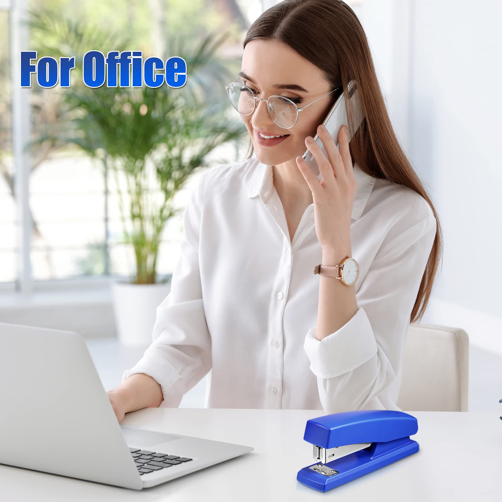 Marspark 10-Pack Heavy Duty Stapler Set with 6000 Staples - 25 Sheet Capacity Office Staplers for School, Home & Business Use (Blue) - Perfect for Paperwork, Reports & Document Binding