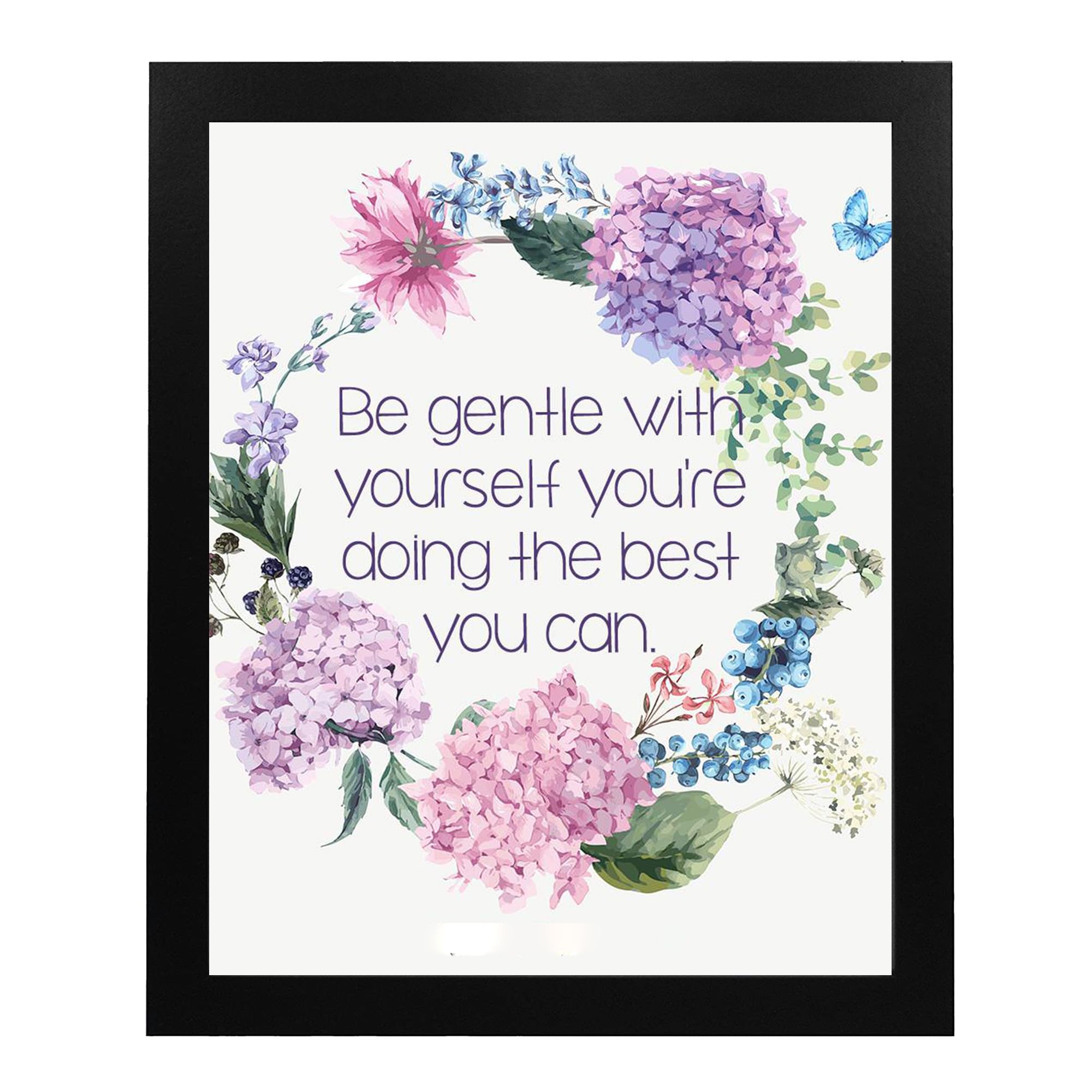 Be Gentle With Yourself - Inspirational Floral Wall Art Print | Motivational Home Decor for Bedroom, Office & Farmhouse | Uplifting Gift Idea with Positive Message | Unframed 8x10 Inches | Perfect for Stress Relief & Mindfulness Spaces