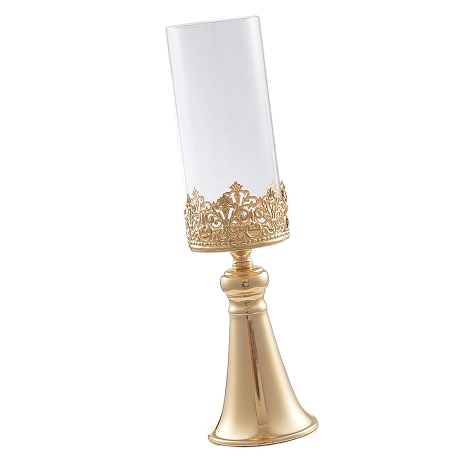 YZZSJC Elegant Metal Candle Holder with Glass Cup - Vintage Home Decor, Table Centerpiece for Weddings & Romantic Dinners - Tea Light Candle Stand (Silver)