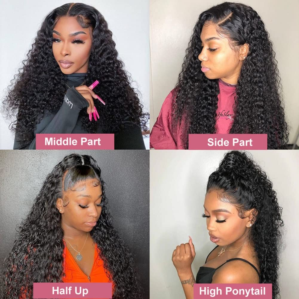 13x4 HD Curly Lace Front Wigs for Black Women - 150% Density Human Hair Wigs with Baby Hair & Pre-Plucked Hairline | 18 Inch Deep Curly Human Hair Wig with Transparent Lace | Perfect for Daily Wear, Special Occasions & Protective Styling
