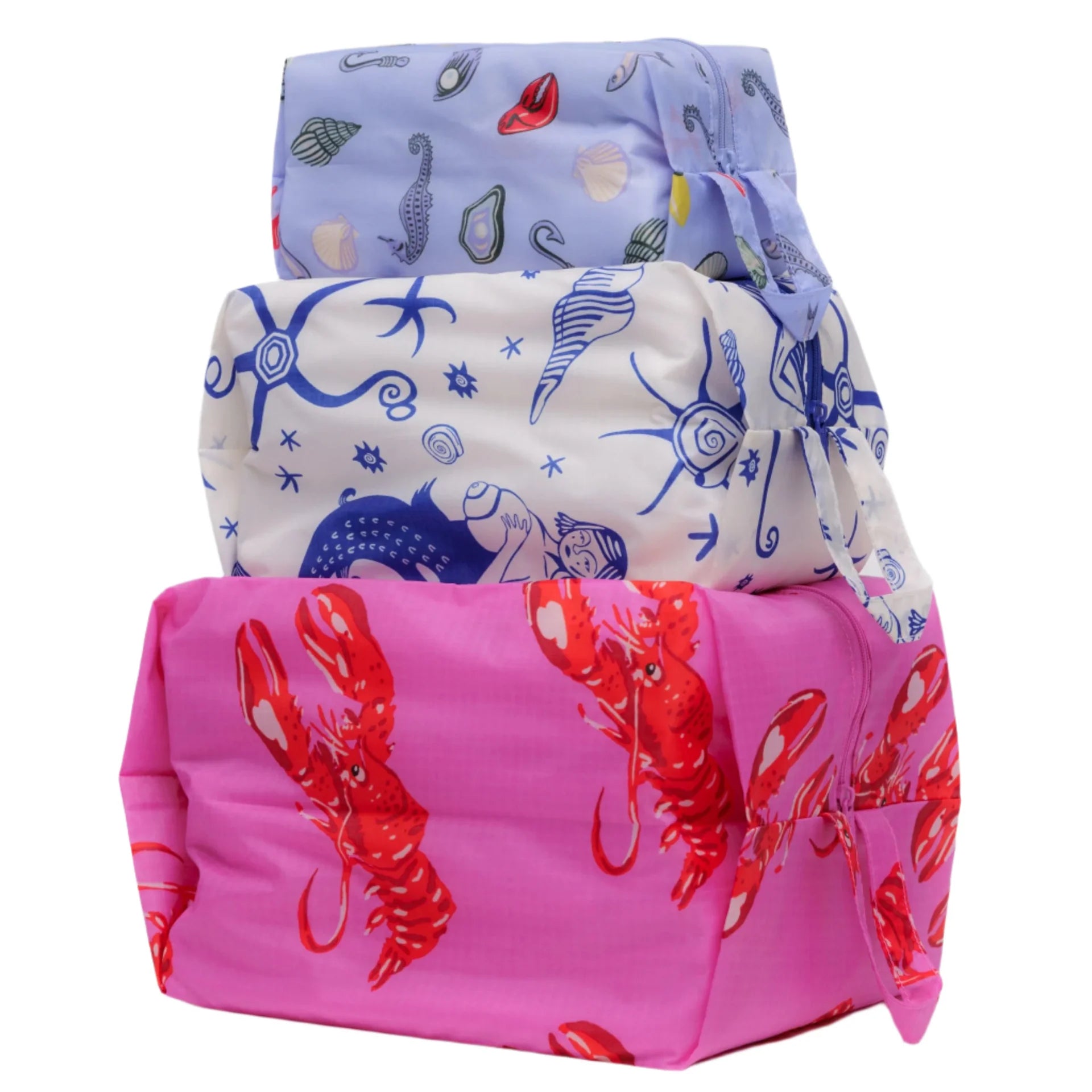 3D Travel Zip Set with Sea Creatures Design - Waterproof & Lightweight Luggage Organizer for Vacation, Business Trips, and Daily Use
