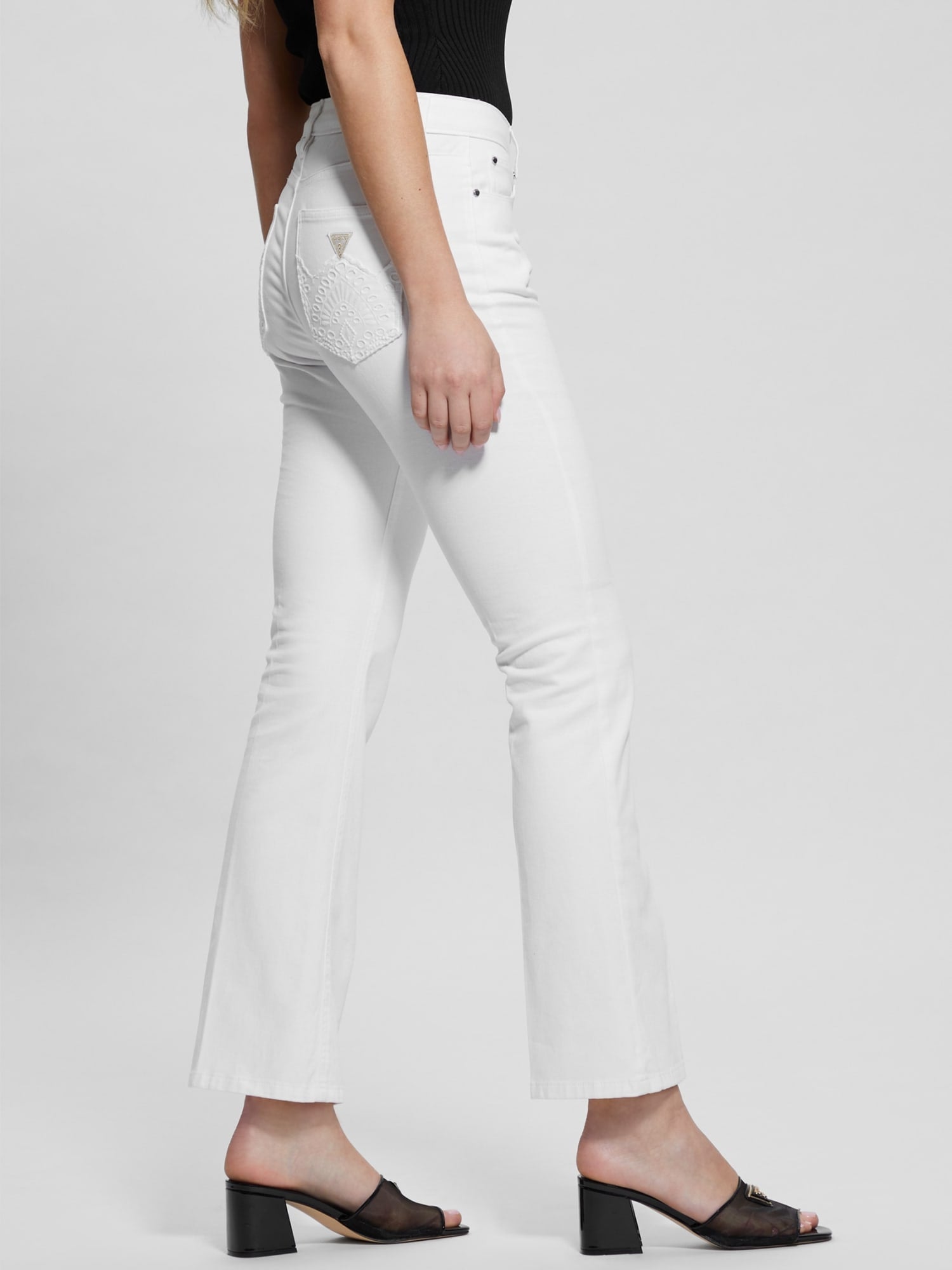 High Rise Sexy Flare Denim Jeans for Women - White Wash Vintage Style | Perfect for Date Night & Casual Outfits