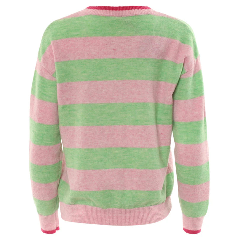 Harlee Stripe Jumper for Women - Soft Pink Knit Sweater | Cozy Casual Wear for Fall & Winter | Perfect for Office, Dates & Weekend Outings