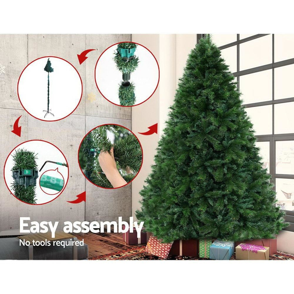 8FT Pre-Lit Christmas Tree with 2100 Tips - 2.4M Green Artificial Xmas Tree for Home Decor | Perfect for Living Room, Office & Holiday Party Decoration