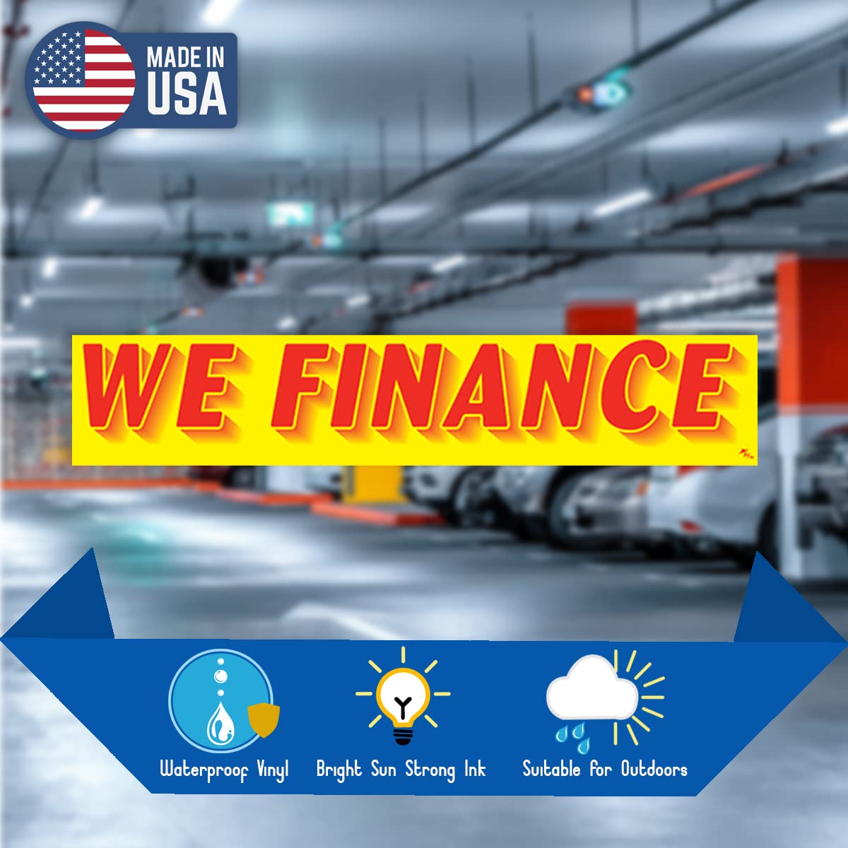 12 Pack We Finance Car Dealership Stickers - Windshield Decals for Auto Dealers, RV & Truck Lots (Red on Yellow) - Perfect for Promotions & Customer Attraction