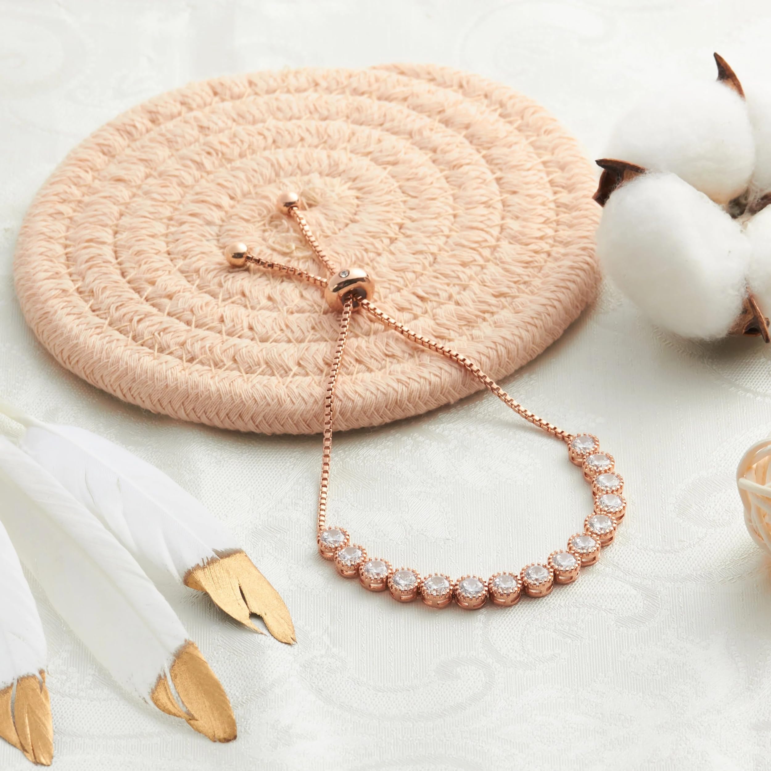 Philip Jones Rose Gold Plated Zircondia® Crystal Friendship Bracelet - Perfect Gift for Women, Best Friends & Special Occasions