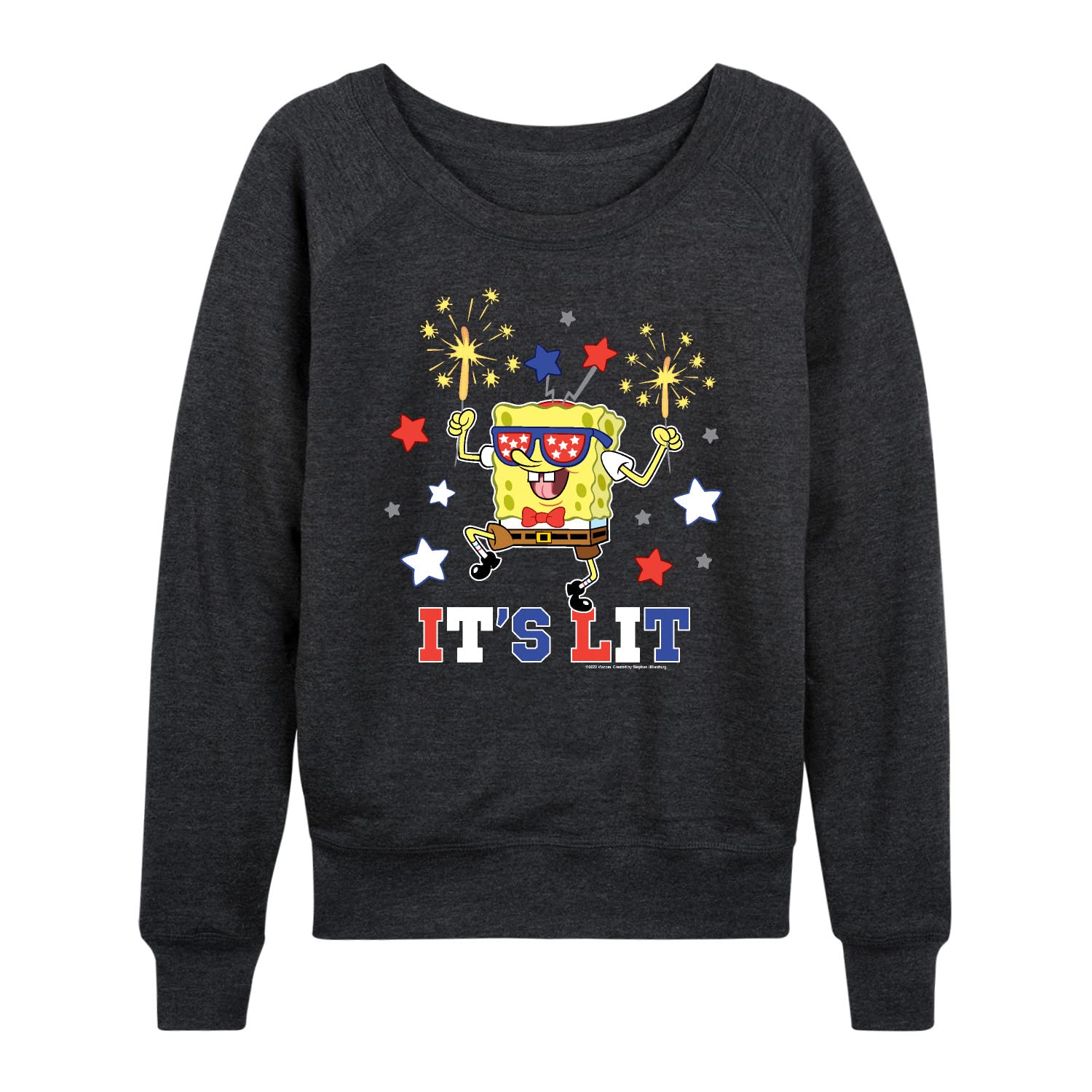HYBRID APPAREL SpongeBob SquarePants 'It's Lit' Women's Lightweight French Terry Pullover Hoodie - Casual Loungewear & Streetwear for Fans