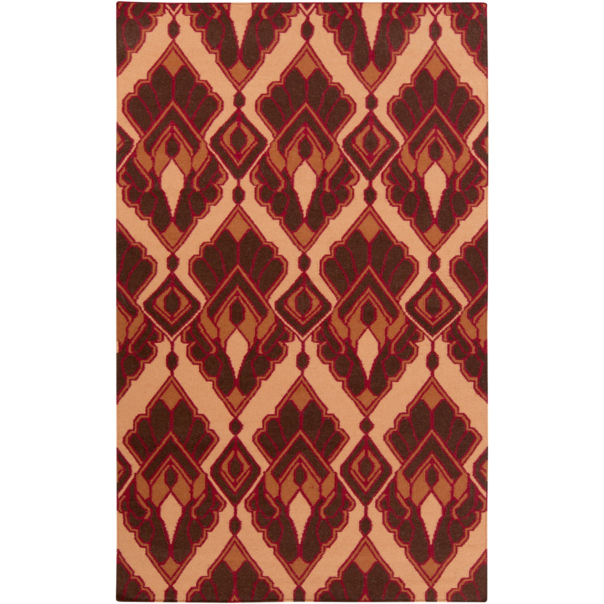 Surya Voyages 5' x 8' Handmade Bohemian Area Rug - Cherry, Burnt Orange, Chocolate & Tangerine Colors - Perfect for Living Room, Bedroom or Boho Home Decor