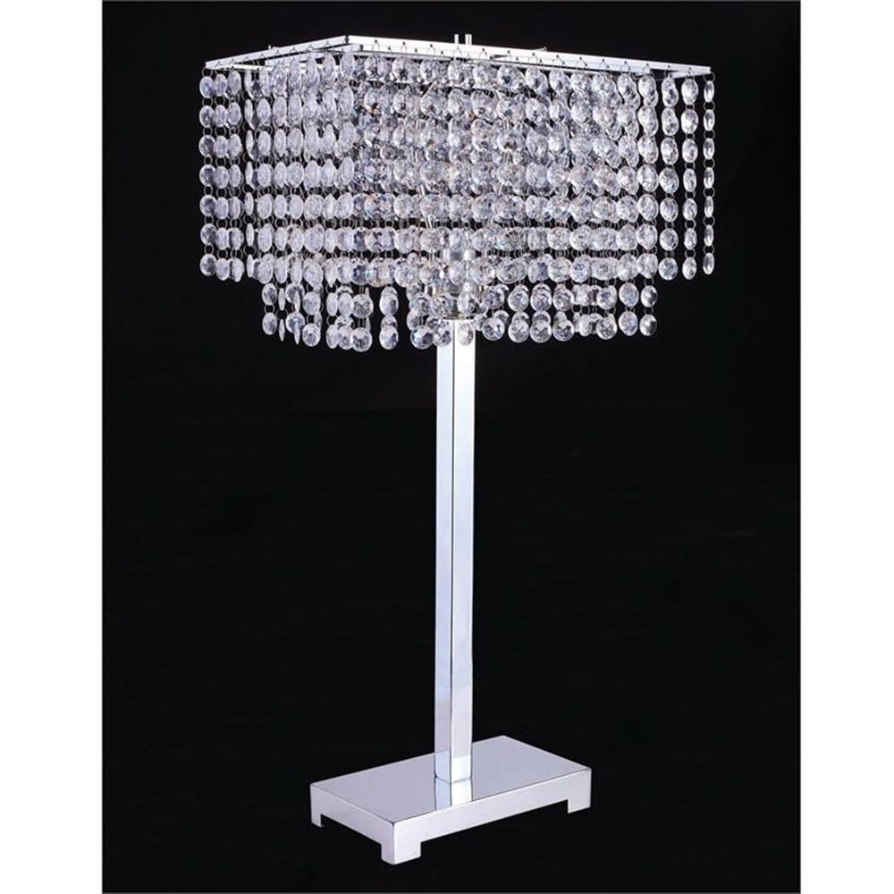 Furniture of America Ainslie Glam Metal Table Lamp in Chrome - Modern Bedside Lighting for Living Room, Bedroom & Office Decor