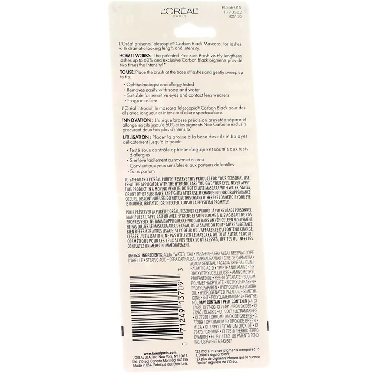 L'Oreal Paris Telescopic Mascara - Carbon Black [935] 0.27 oz (12 Pack) | Lengthening & Volumizing Mascara for Dramatic Lashes | Perfect for Day to Night Makeup & Special Occasions