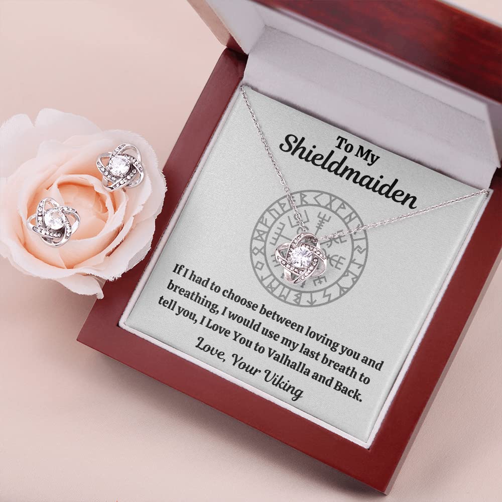 Viking Jewelry for Women - Shieldmaiden Necklace Gift Set with LED Earrings | Perfect for Norse Lovers & Unique Gifts
