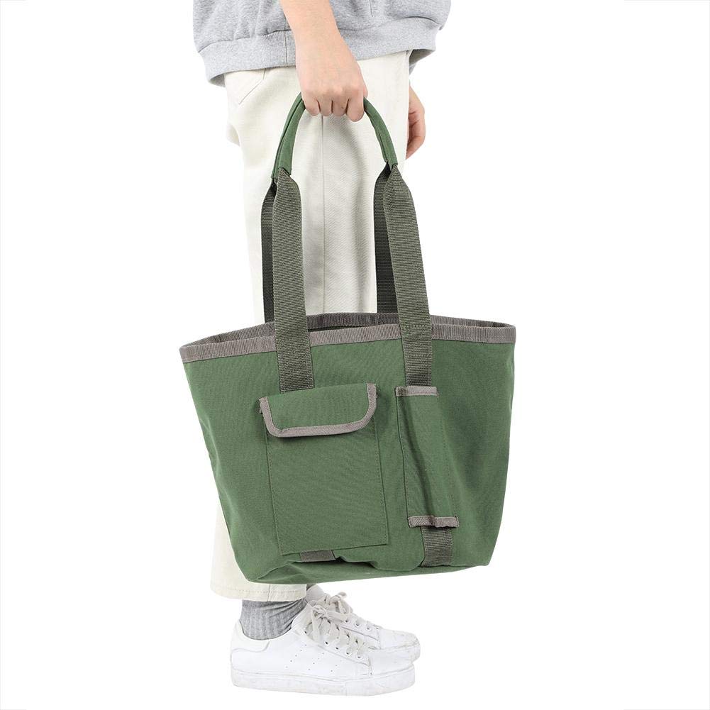 Yosoo Heavy Duty Garden Tools Storage Bag with Multiple Pockets - Waterproof Gardening Bucket Organizer for Women & Men - Portable Garden Tote for Tools, Gloves, Seeds (Green) - Perfect for Outdoor Gardening, Yard Work and Home Organization