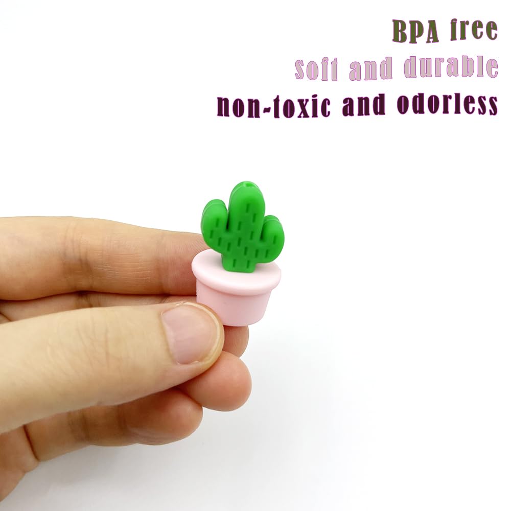 10Pcs 3D Cactus Beads for Jewelry Making - DIY Potted Cactus Spacer Beads for Bracelets, Necklaces, Keychains - Cute Plant-Themed Craft Supplies for Boho & Summer Accessories
