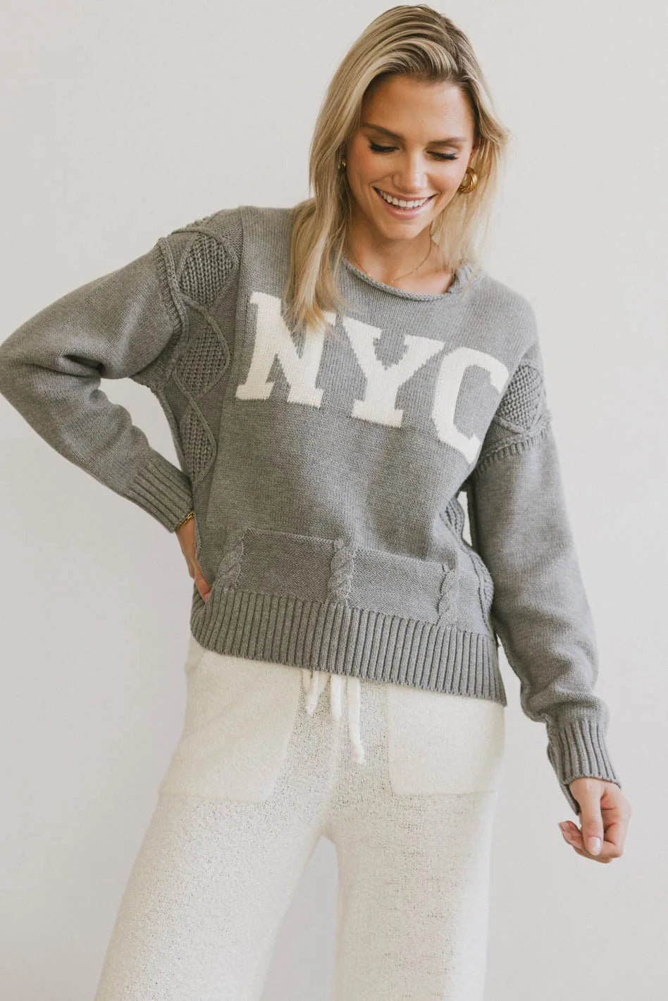 NYC Cable Knit Sweater for Women - Cozy Winter Pullover, Soft Yarn, Classic Knit Pattern - Perfect for Casual Outfits, Office Wear & Holiday Gatherings