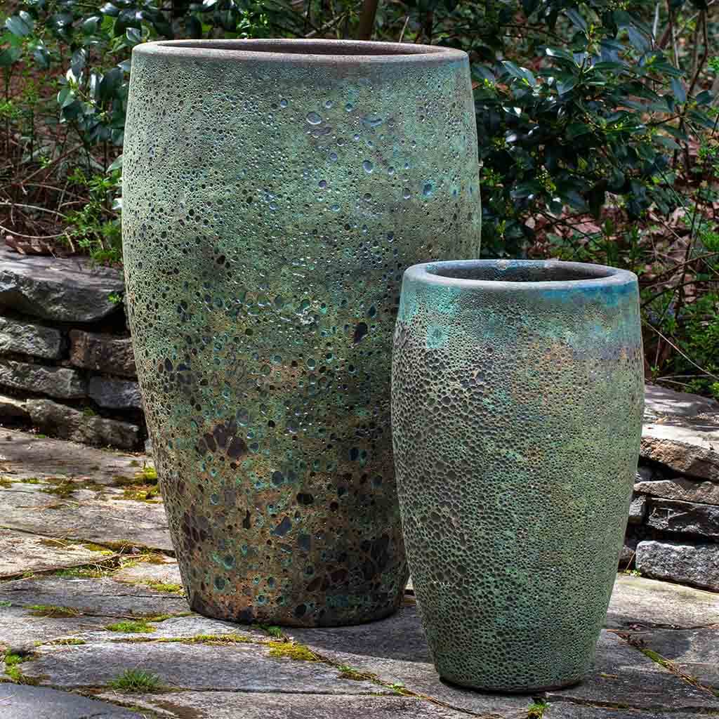 Campania International Ta Som Planter Set of 2 - Angkor Green Mist Ceramic Garden Planters for Indoor & Outdoor Decor | Perfect for Patio, Balcony, and Home Garden