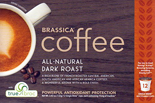 Organic Brassica Dark Roast Coffee Pods - Recyclable K-Cup Compatible for Keurig Brewers | Perfect for Morning Energy & Office Productivity