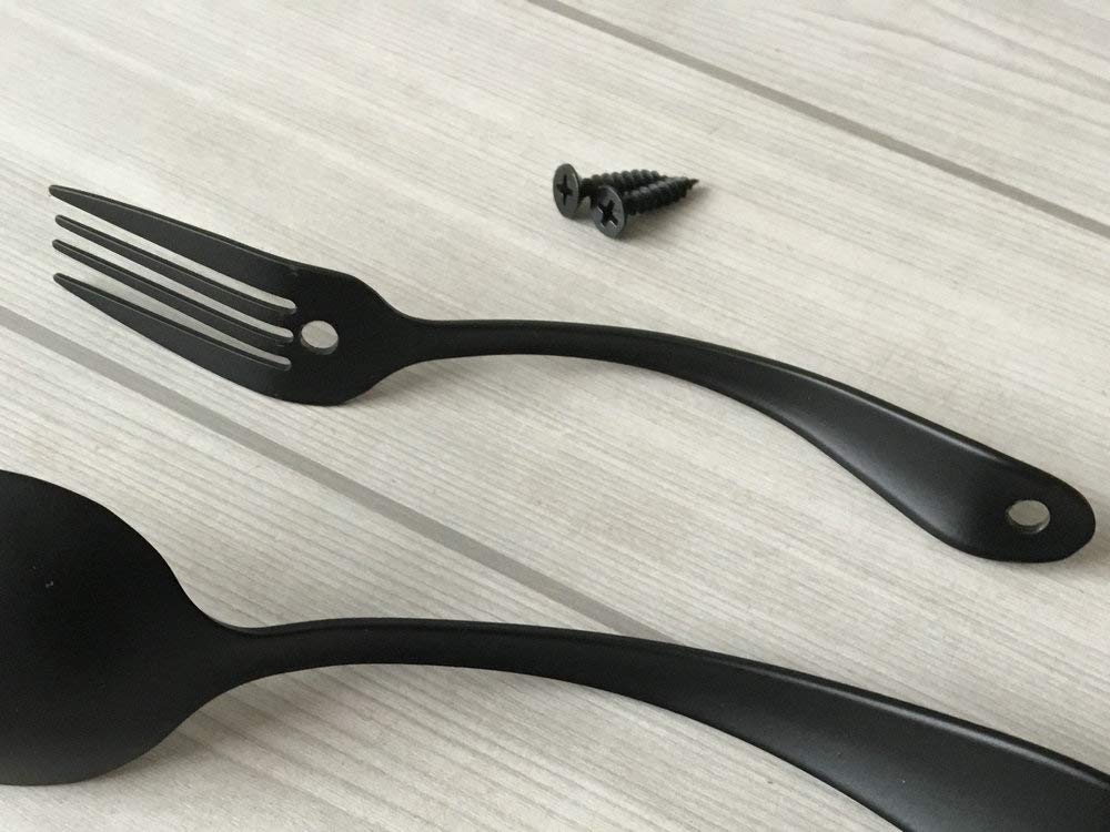 Antique Black Fork Spoon Cabinet Handle - Kitchen Drawer Pulls for Home Decor