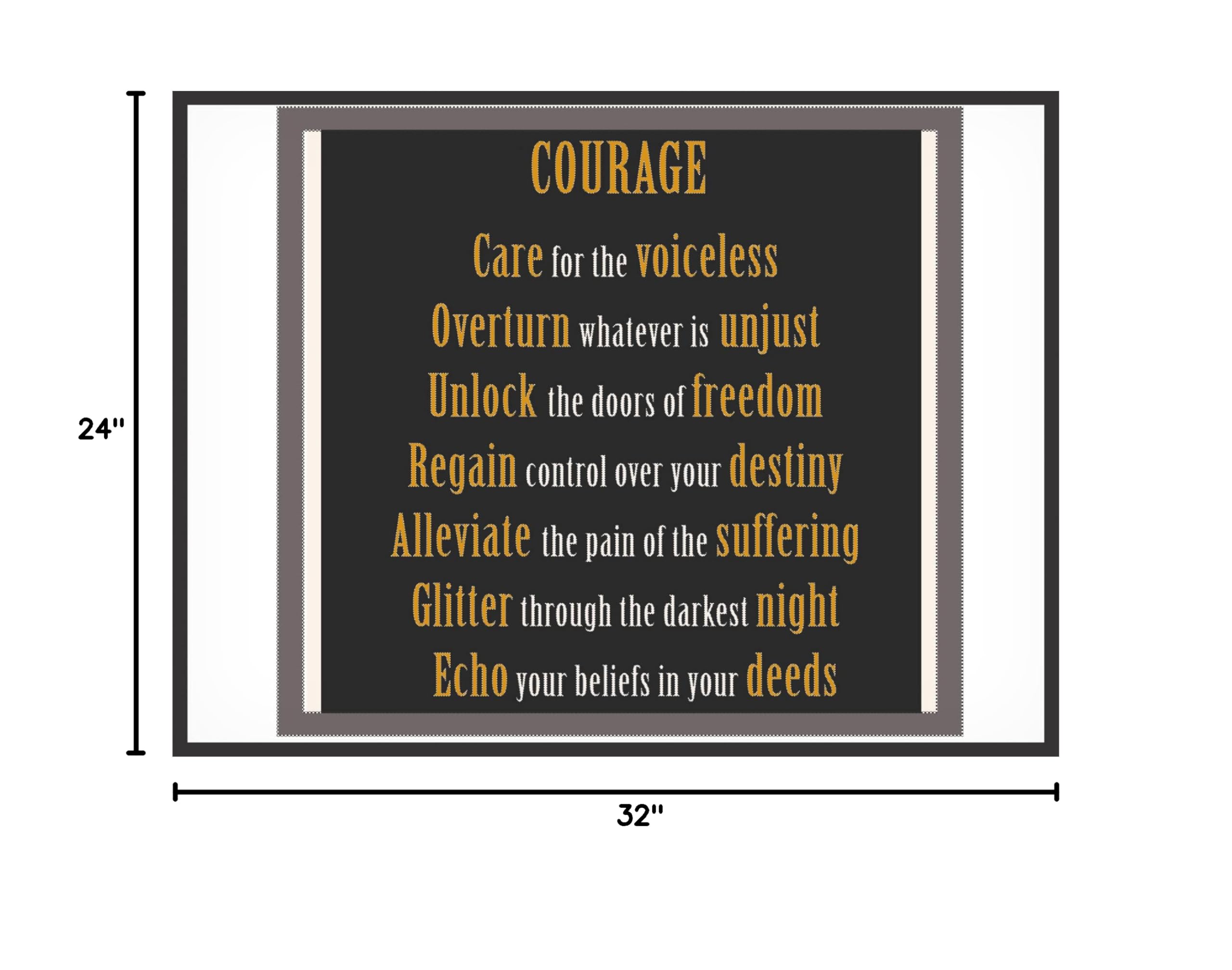 Trademark Fine Art 'Courage Word Art' Canvas Wall Decor by Richard Homawoo - Inspirational Home & Office Decor for Living Room, Bedroom or Gift