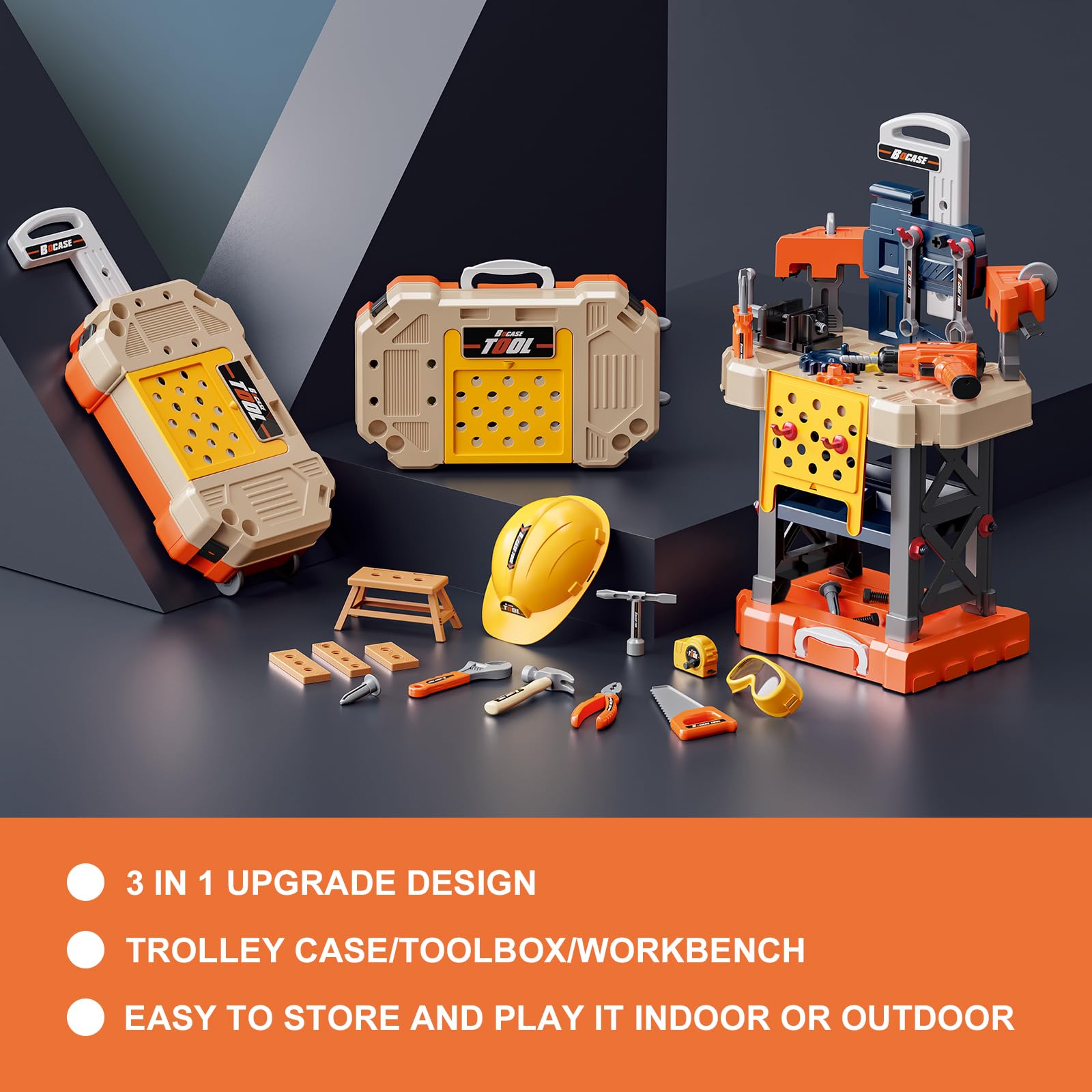 78-Piece Kids Tool Bench Set with Electric Toy Drill & Realistic Tools - Pretend Play Construction Toy for Toddlers Ages 3-6 | Perfect for DIY Pretend Play, Birthday Gifts & Early STEM Learning