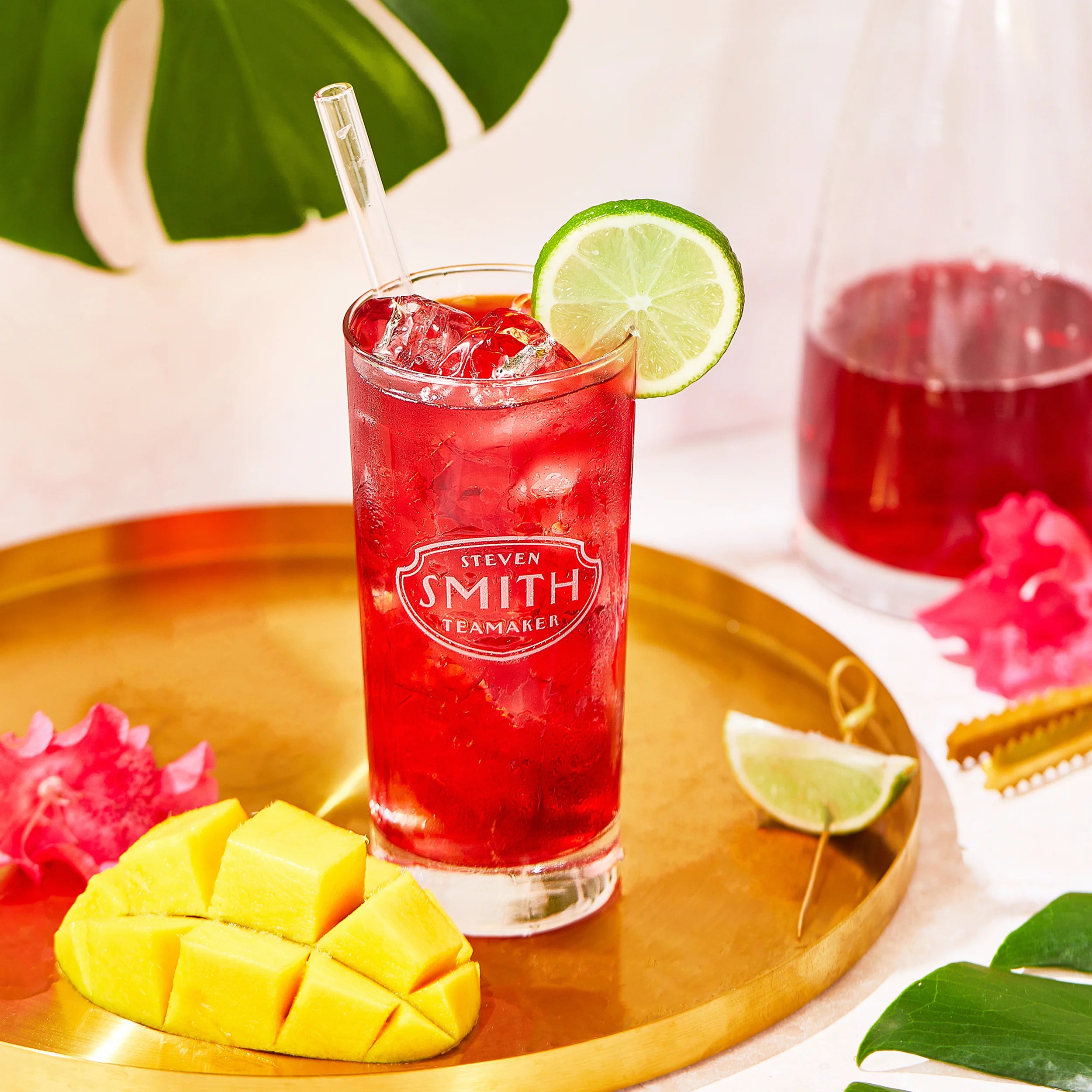 Organic Hibiscus Mango Iced Tea Bags - Refreshing Tropical Summer Drink for Home, Office & Outdoor Activities