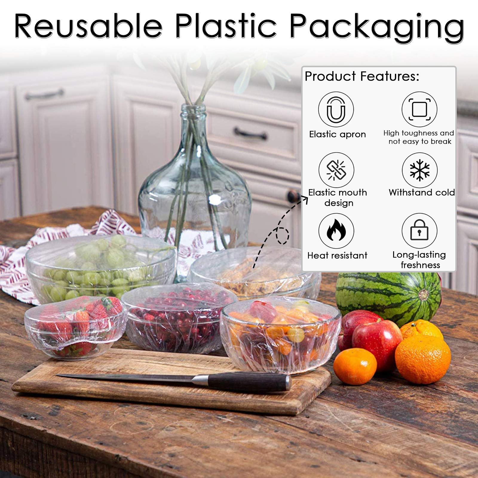 **Linkidea 50-Piece Reusable Elastic Food Storage Covers - Stretchable Bowl Covers, Plastic Wrap & Foil Alternative for Kitchen, Picnic & Meal Prep**