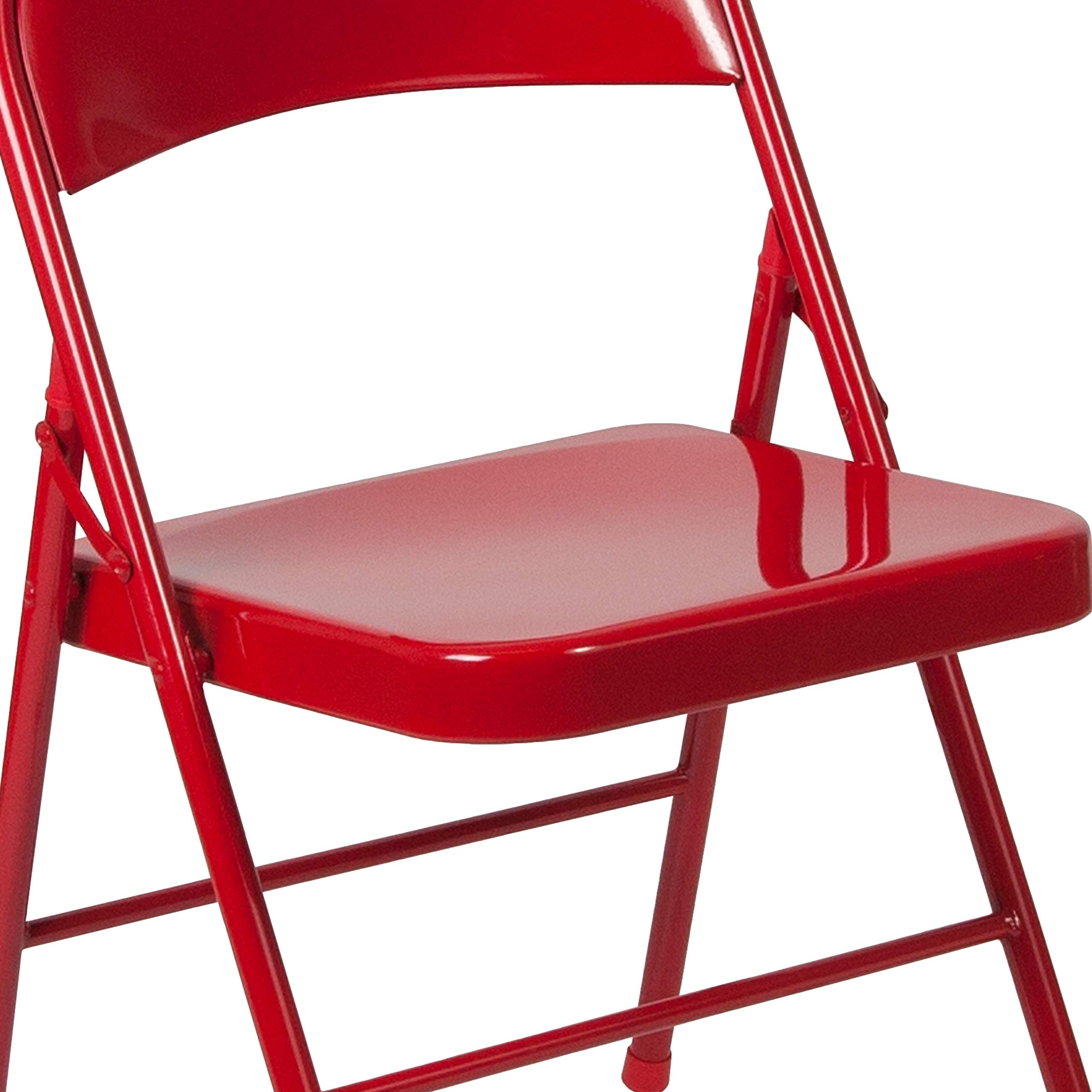 Flash Furniture HERCULES Series Heavy Duty Red Metal Folding Chair - Double Braced for Extra Strength - Perfect for Events, Parties, Outdoor Gatherings & Temporary Seating