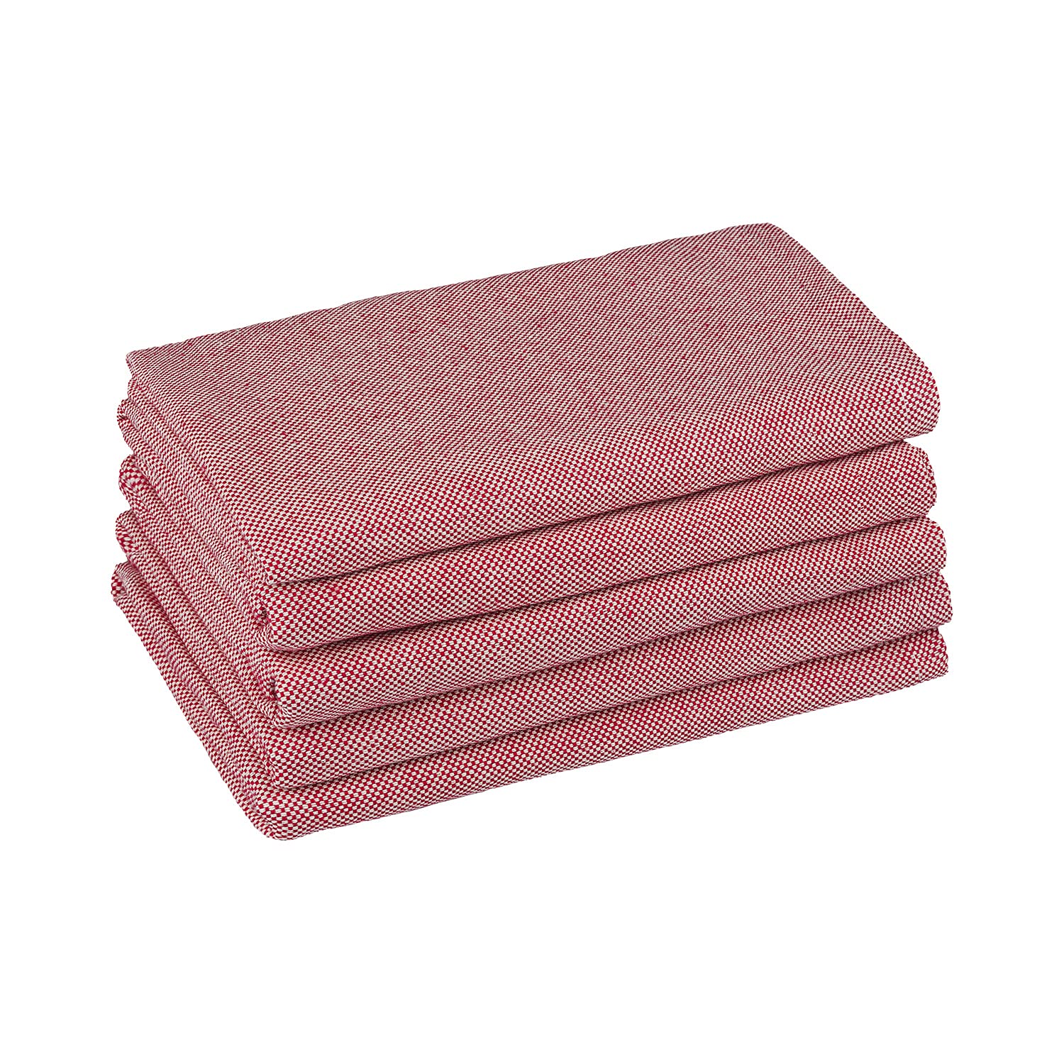 Premium 5-Pack Red Cotton Dish Towels - Super Absorbent Kitchen Towels for Drying Dishes | Multipurpose Tea Towels & Bar Rags for Restaurants, Home & Commercial Use | Durable & Quick-Drying Cleaning Cloths
