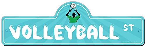Volleyball Street Sign - Indoor & Outdoor Decor for Garage, Living Room, Bedroom, Office - Funny Personalized Gift for Players & Fans - Perfect for Game Rooms & Sports Themed Spaces