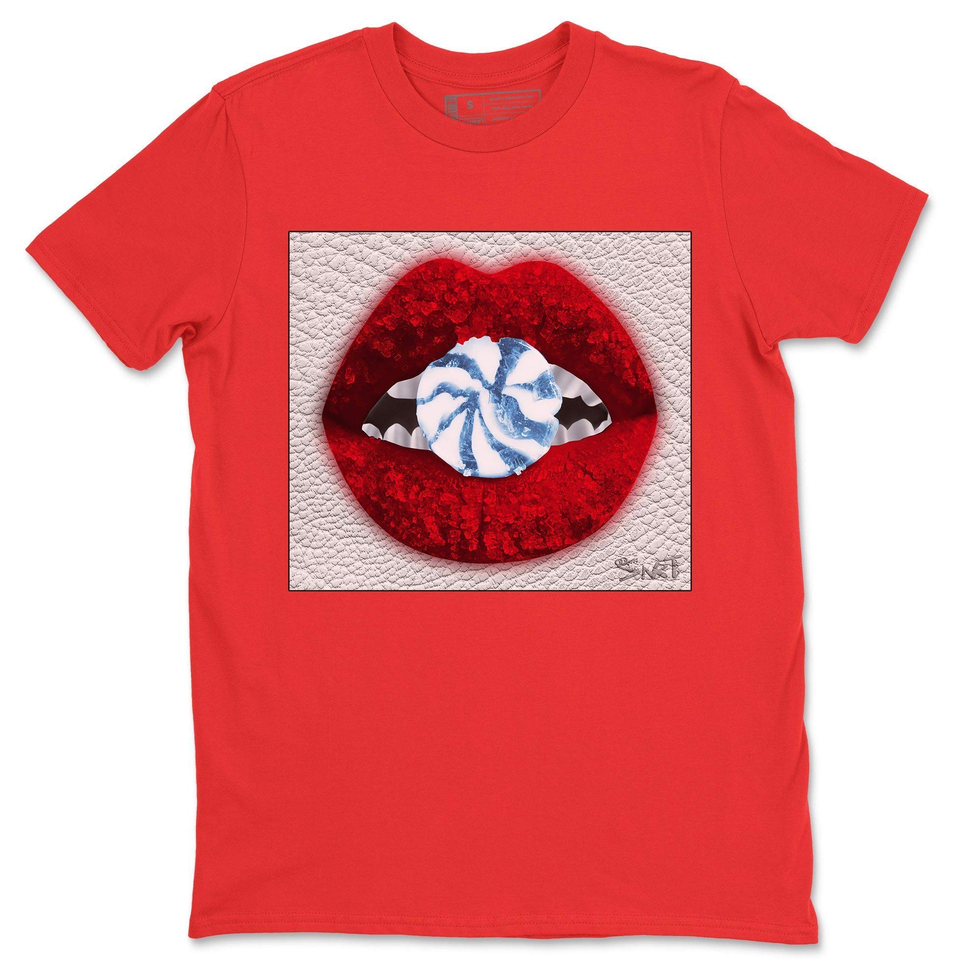 Lips Candy Graphic T-Shirt SE Denim Jeans Fire Red Sneakers Outfit Set for Casual Streetwear and Summer Fashion