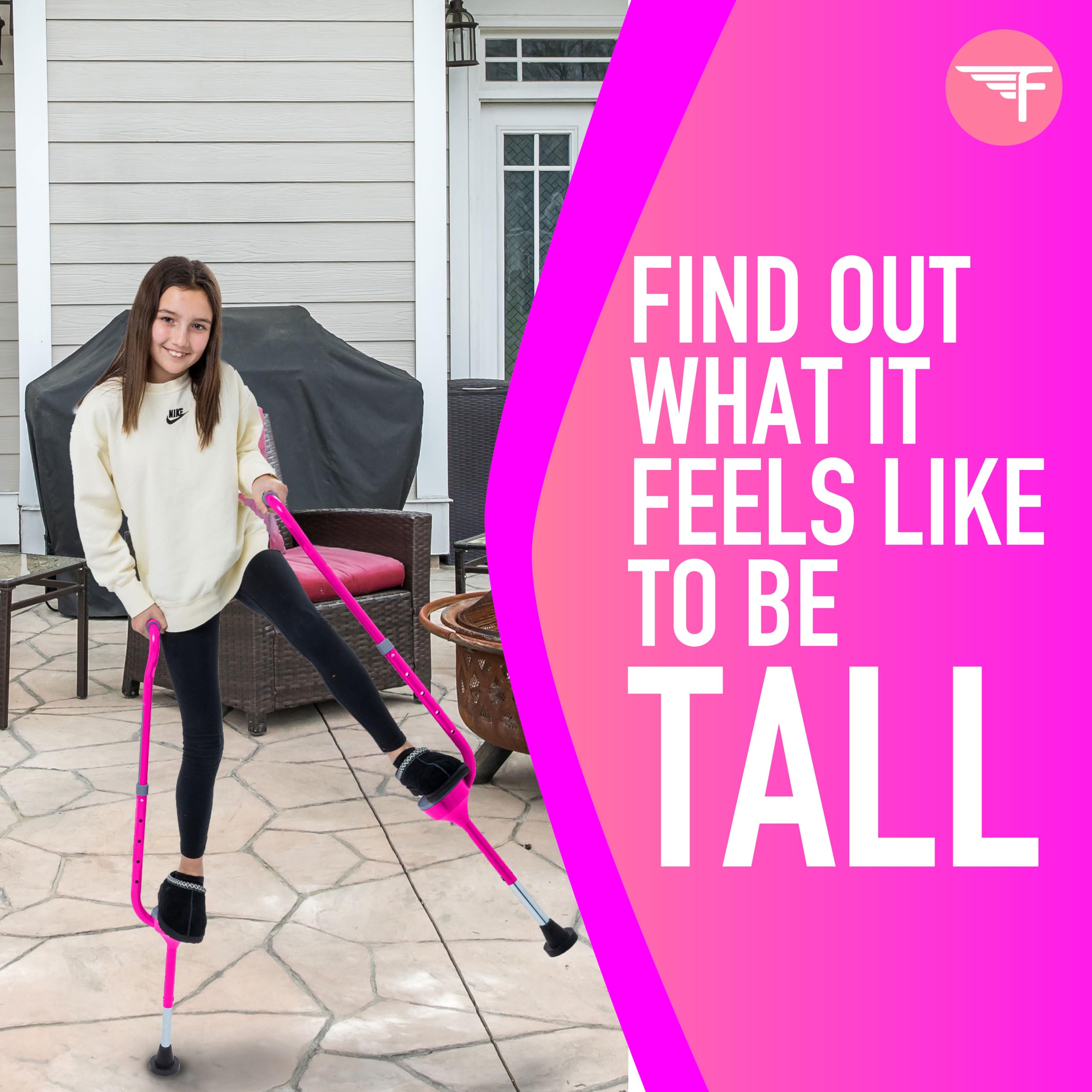 Flybar Maverick Adjustable Walking Stilts for Kids Ages 5+ - 5 Height Settings, Non-Slip Rubber Tips, Foam Grips, Supports 190 lbs - Perfect for Outdoor Play, Backyard Fun & Balance Training