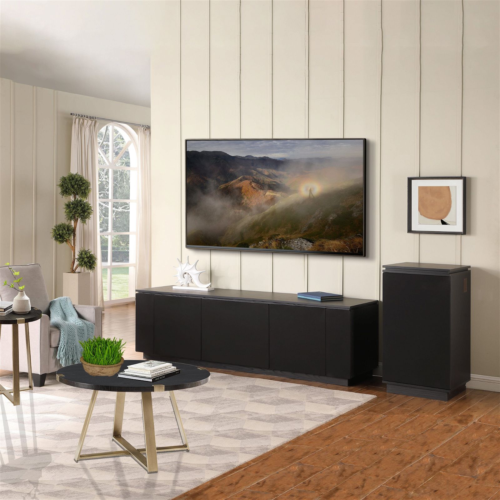 Tauris Broadway 2250BLK TV Stand Entertainment Center - Modern TV Console for Living Room, Bedroom & Home Theater